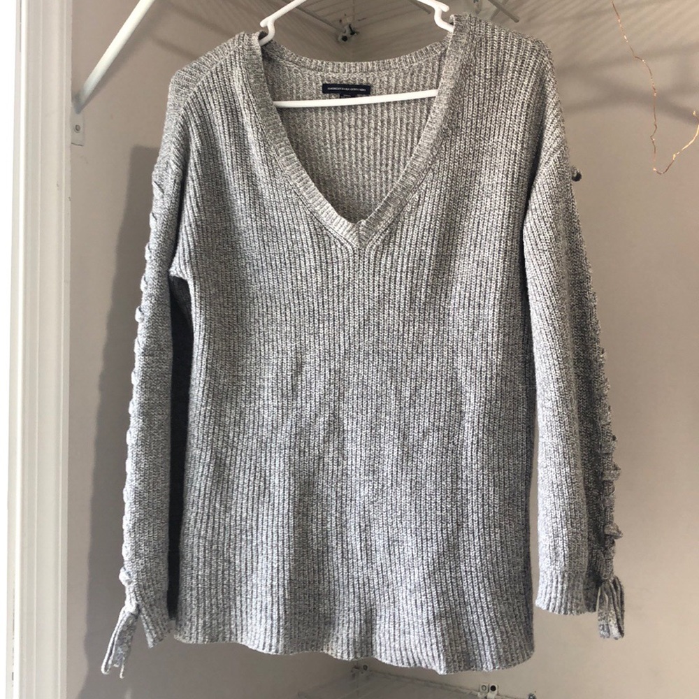 Loose gray sweater